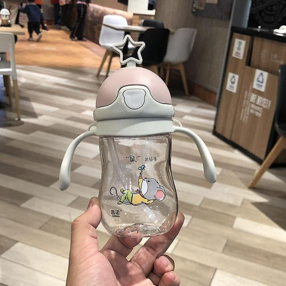 280Ml Creative Cartoon Animal Children's Water Cup Baby Learn To Drink Cup Portable Cup(Gray) Gray Hkhbjs