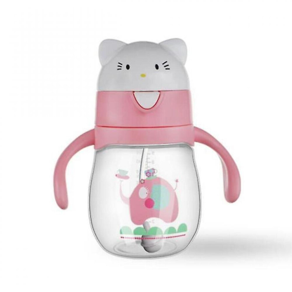 270Ml Children Newborn Straw Cup With Double Handles Baby Feeding Learning Drinking Bottle(Pink) Pink Hkhbjs