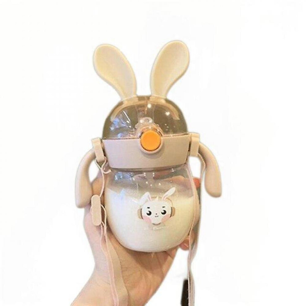 240Mlbaby Kids Lovely Cup Toddler Infant Cartoonchildren Learn Drinking Straw Bottle(Coffee Color) Hkhbjs