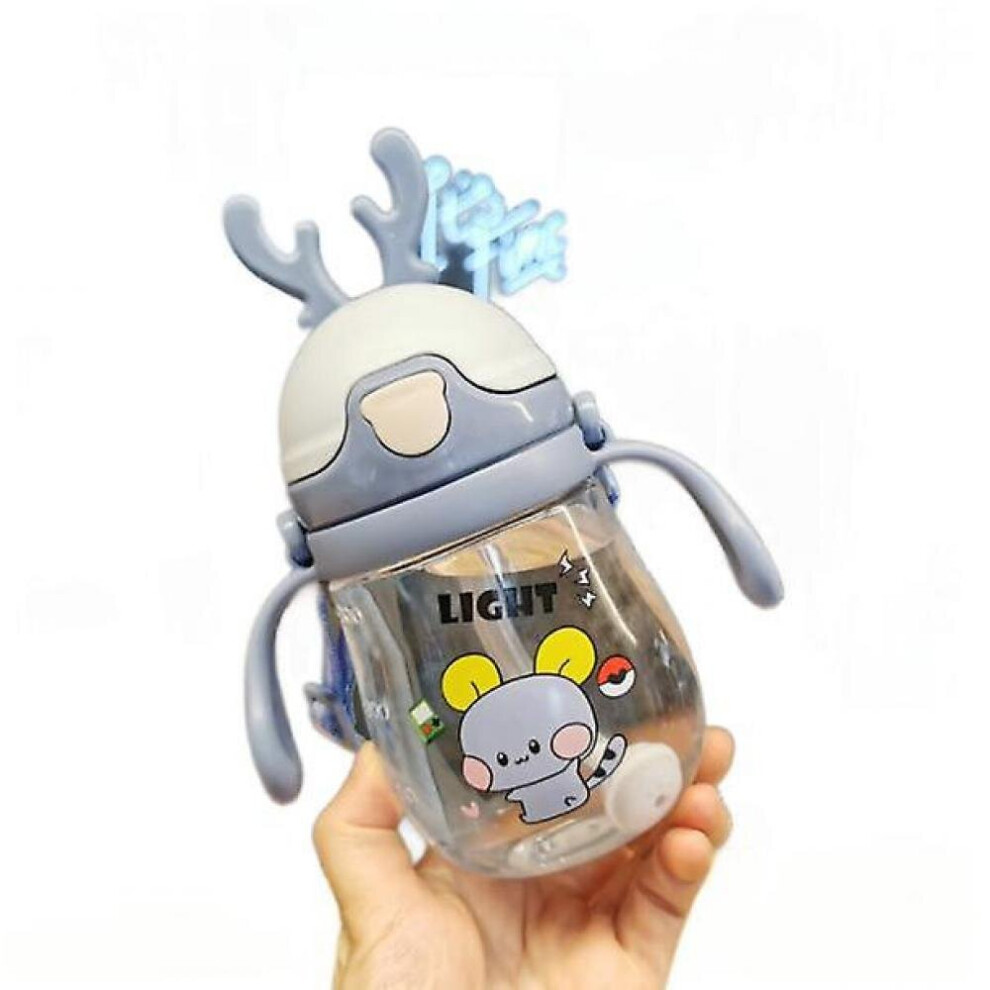 Infant Children's Cute Bite Anti Choke Learning Drinking Cup Child Handle Straw Cup(Blue) Blue Hkhbjs