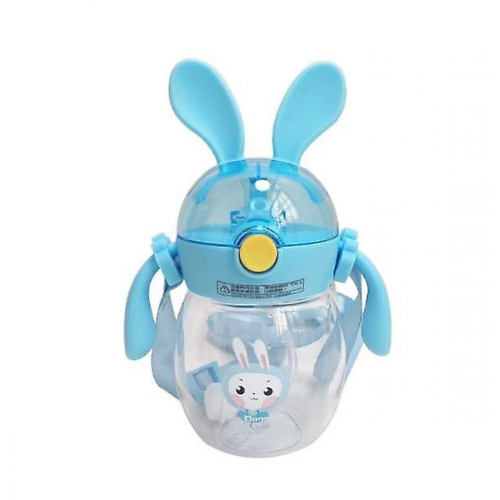 240Mlbaby Kids Lovely Cup Toddler Infant Cartoonchildren Learn Drinking Straw Bottle(Blue) Blue Hkhbjs