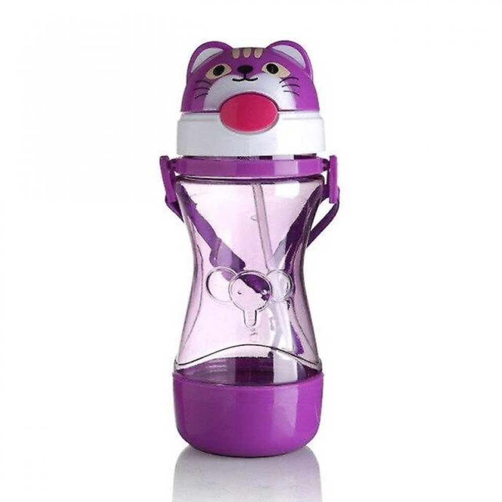 450Ml Baby Kids Straw Cup Drink Water Cup With Handle Cute Water Juice Training Bottle(Purple) Purple Hkhbjs
