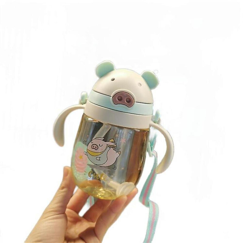 Infant Children's Cute Bite Anti Choke Learning Drinking Cup Child Handle Straw Cup(Green) Green Hkhbjs