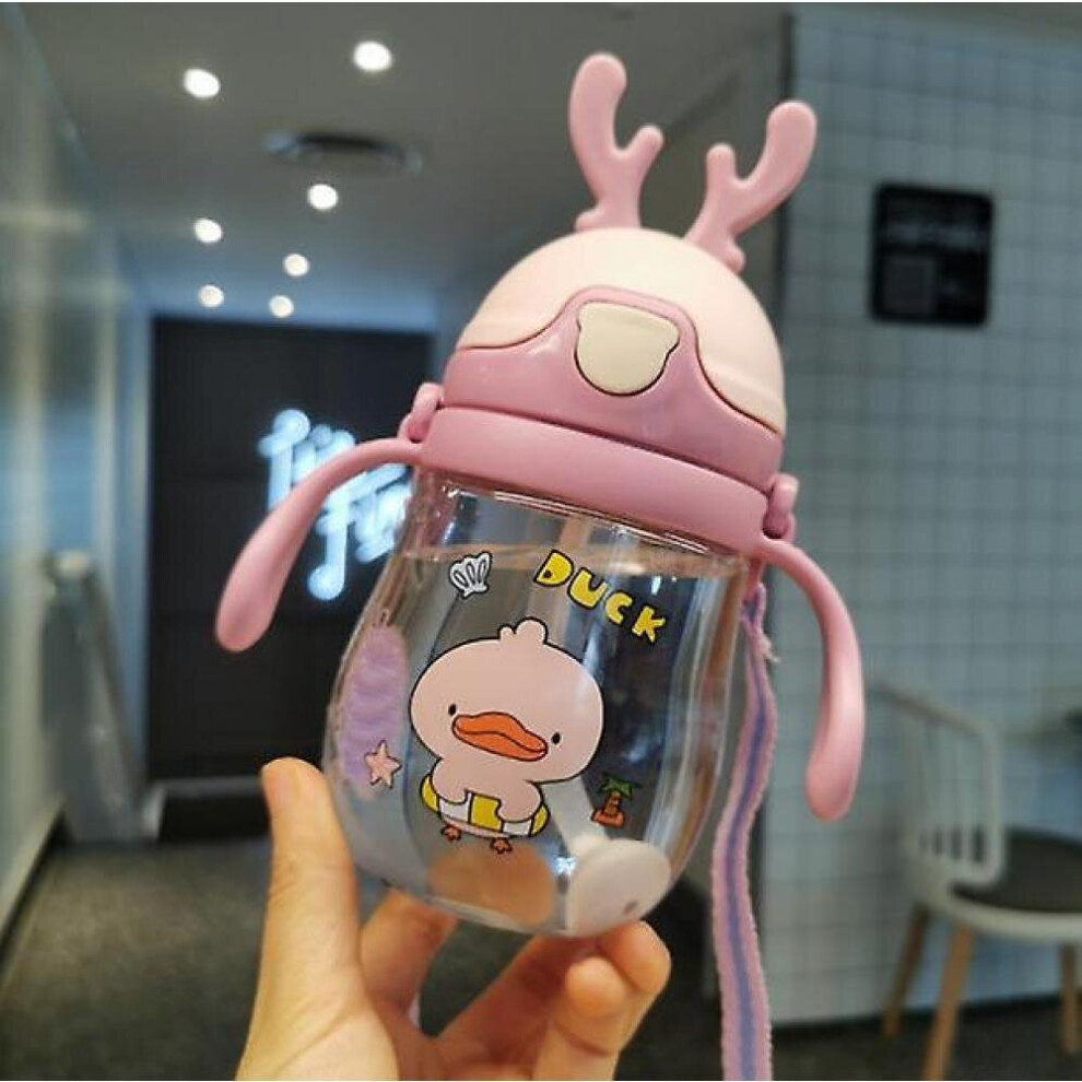 Infant Children's Cute Bite Anti Choke Learning Drinking Cup Child Handle Straw Cup(Pink) Pink Hkhbjs