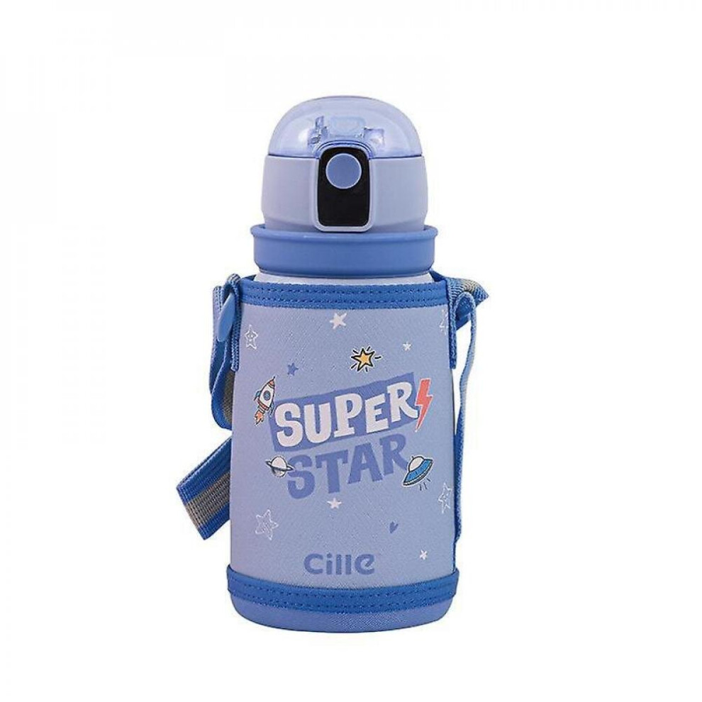 520Ml Children's Strap Straw Cup, 316 Stainless Steel Student Insulation Cup With Cup Cover Hkhbjs