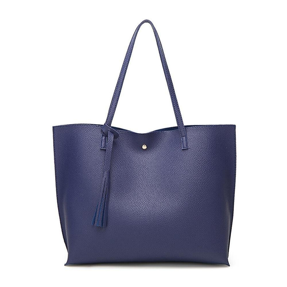 Women's Handbag Shoulder Bag, Pu Leather Pebble Pattern Women's Tote Bag - Navy Blue