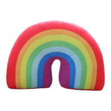 35cm Kids Rainbow U Shape Pillow Neck Cushion Head Support Sleeping Plush Toy Children(red)