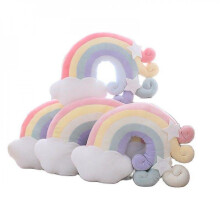 Cute Plush Sun Pillow Sleeping Rainbow Cushion Crib Decoration Soft Plush Birthday Gift (50*38cm)