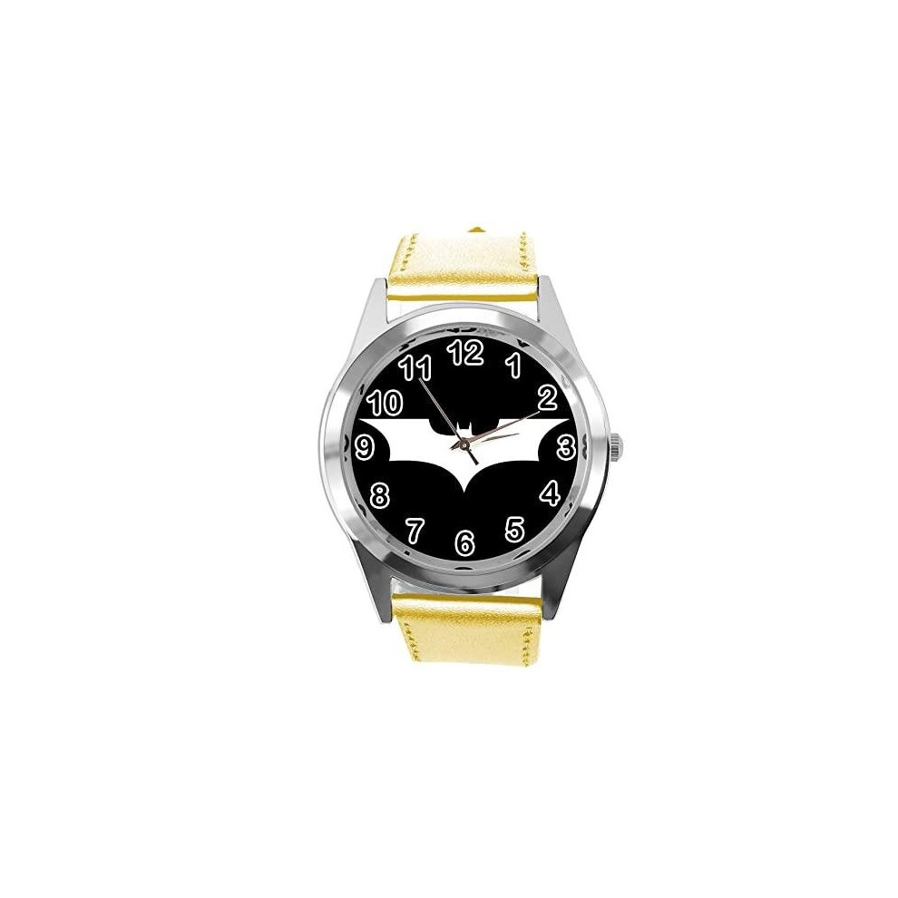 Photos - Wrist Watch Gold Leather Round Watch for Action Movie Fans E2