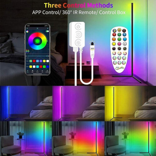 Rgbw Led Color-changing Corner Floor Light, Dimmable Led Light, With Remote Control And App Control 2