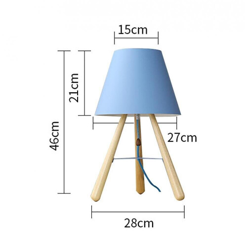 28cm Solid Wood Floor Lamp 220v E27 Blue Table Lamp Without Bulb 1