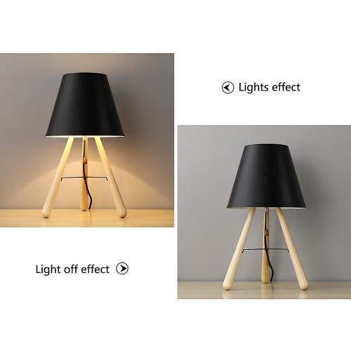 28cm Solid Wood Floor Lamp 220v E27 Black Table Lamp Without Bulb 2
