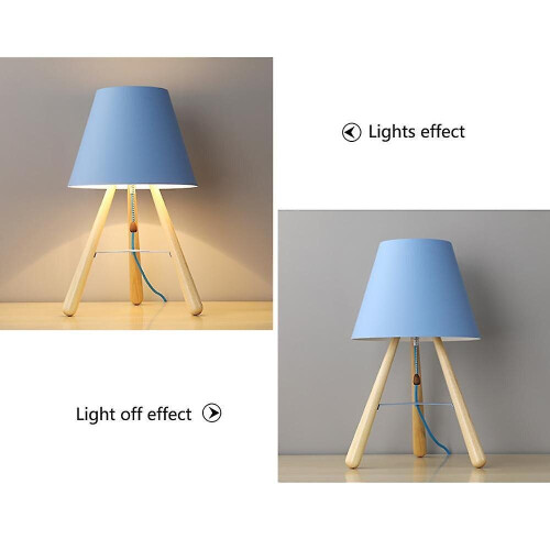 28cm Solid Wood Floor Lamp 220v E27 Blue Table Lamp Without Bulb 2
