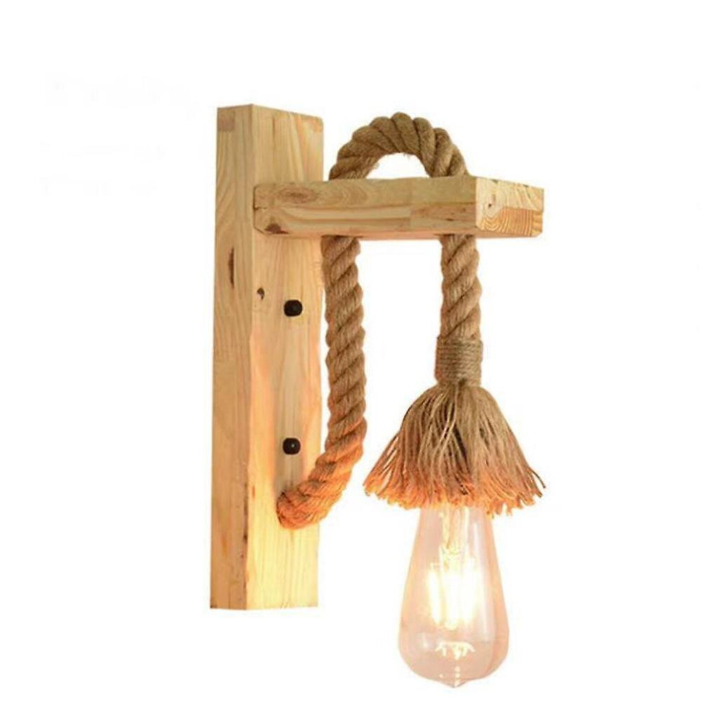 American Lamps And Lanterns Wooden Art Idyllic Creative Restaurant Retro Hemp Rope Wall Lamp