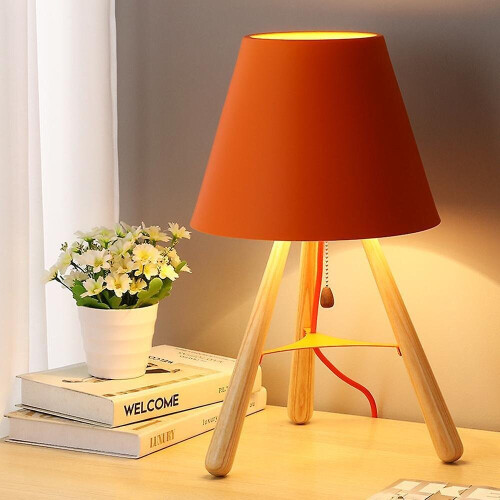 28cm Solid Wood Floor Lamp 220v E27 Orange Table Lamp Without Bulb 1