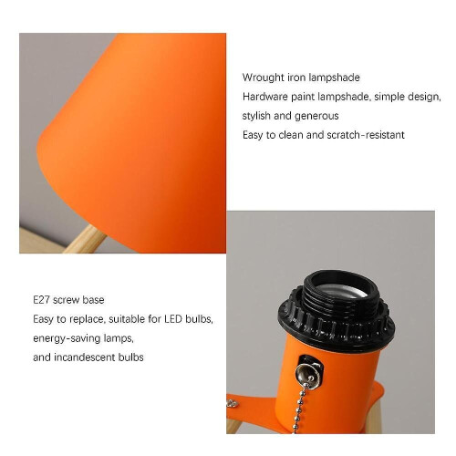 28cm Solid Wood Floor Lamp 220v E27 Orange Table Lamp Without Bulb 2