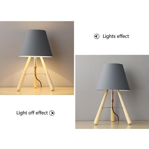 28cm Solid Wood Floor Lamp 220v E27 Grey Table Lamp Without Bulb 2