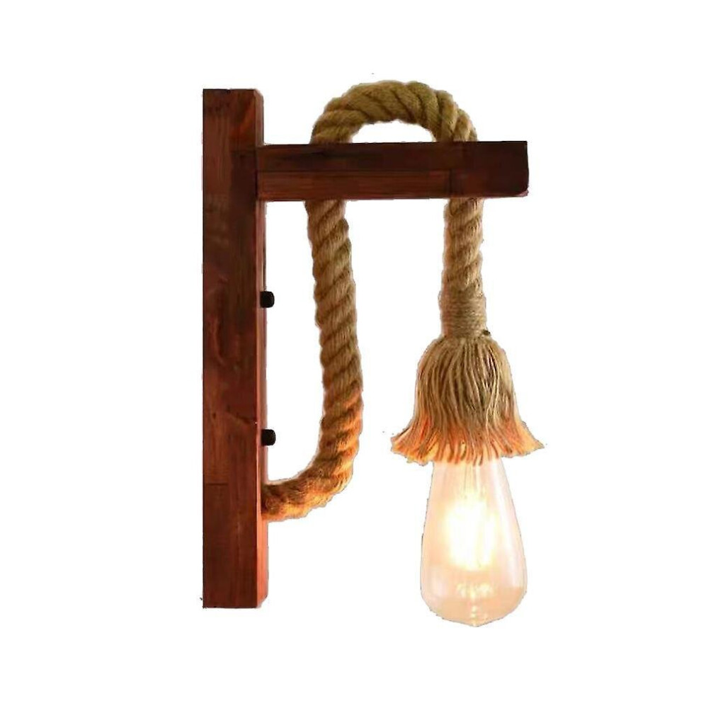American Lamps And Lanterns Wooden Art Idyllic Creative Restaurant Retro Hemp Rope Wall Lamp