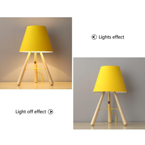28cm Solid Wood Floor Lamp 220v E27 Yellow Table Lamp Without Bulb 1