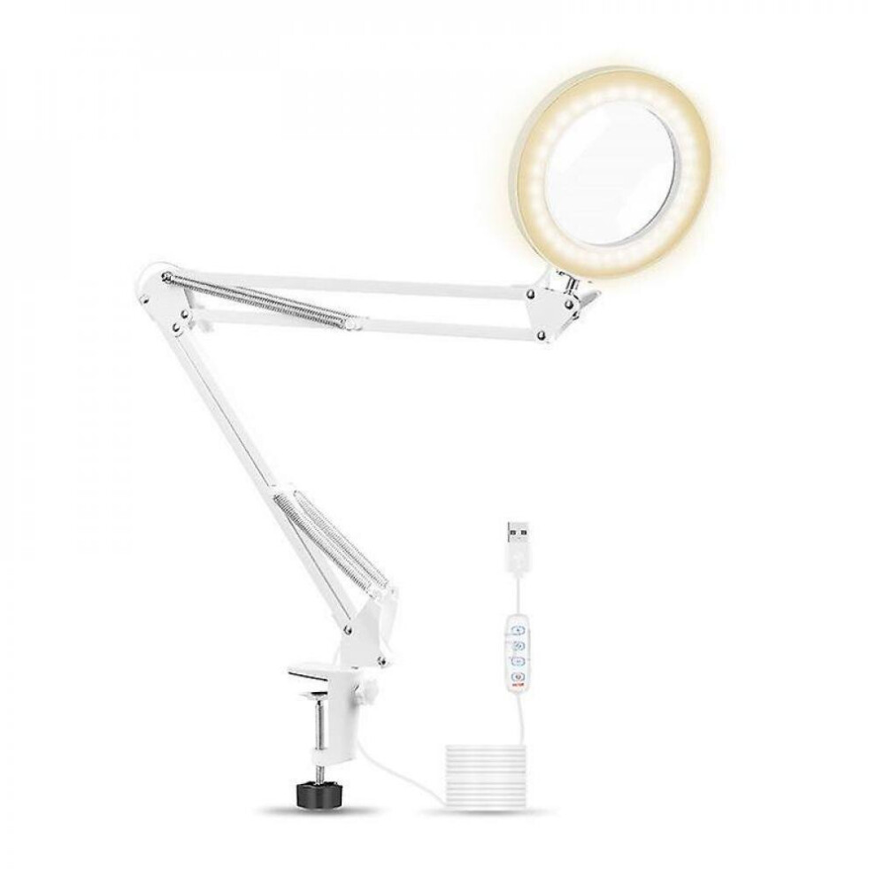 Hkhbjs Table Clamp Usb 5X Folding Magnifier Desk Lamp 3 Colors Led Illuminated Magnifying Glass|Magnifiers
