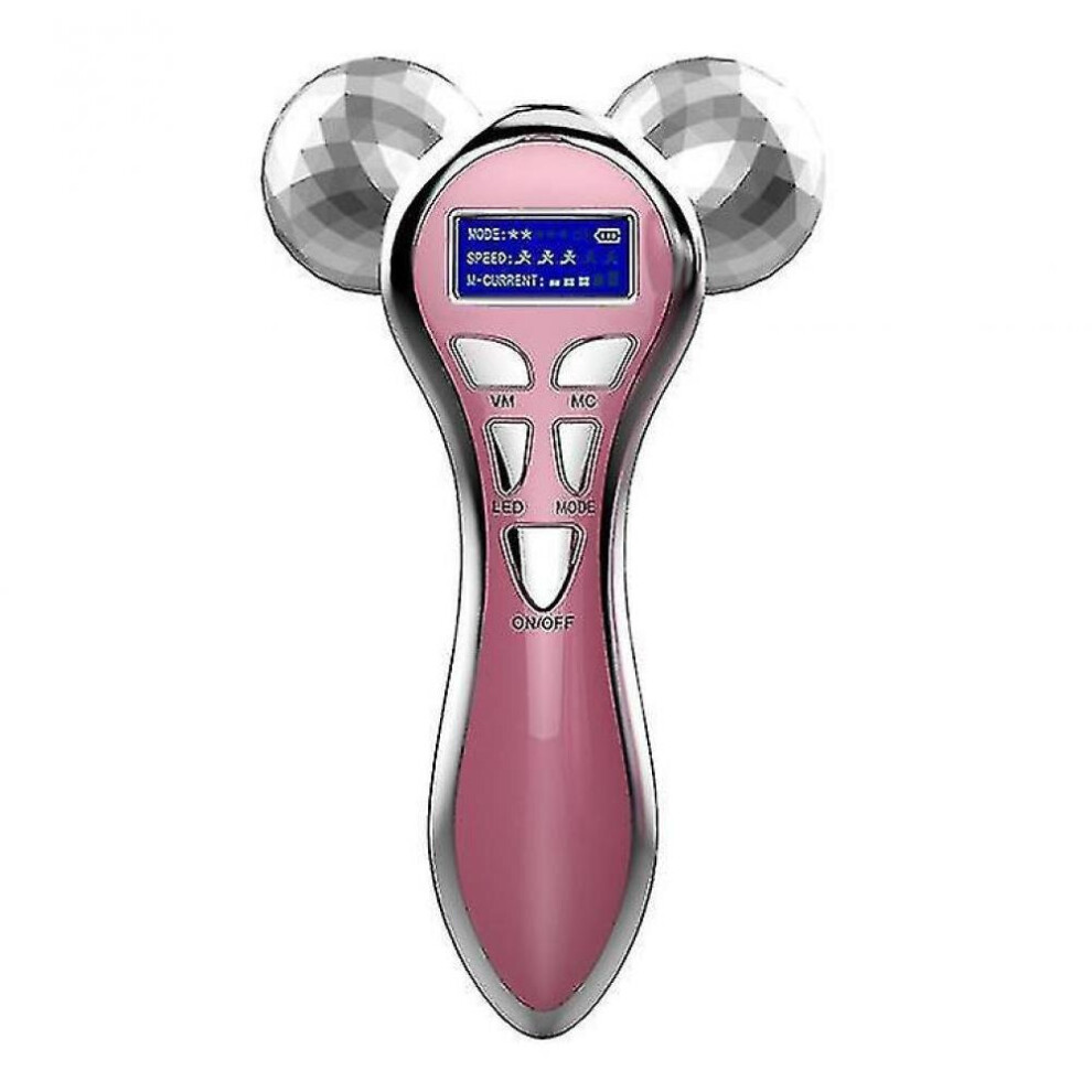 Hkhbjs Pink 4D Microcurrent Pulse Roller Beauty Apparatus Multifunctional Facial Apparatus(Pink)