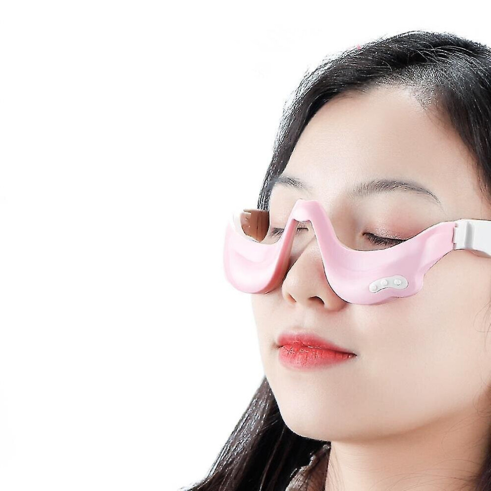 Hkhbjs Pink 3D Ems Micro-Current Pulse Eye Relax Massager Heating Therapy Acupressure Fatigue Relief Wrinkle