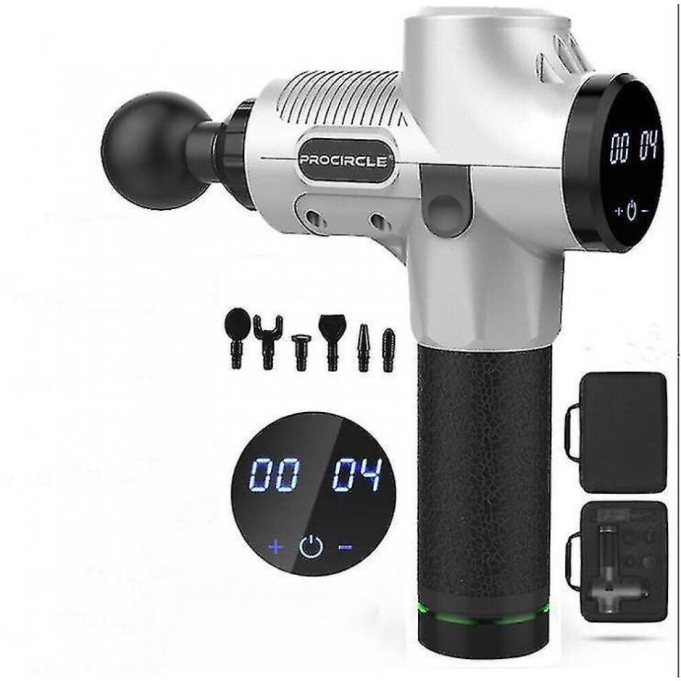 Hkhbjs Silver Us Plug Electric Muscle Vibrator Fascia Gun Fitness Massage Gun
