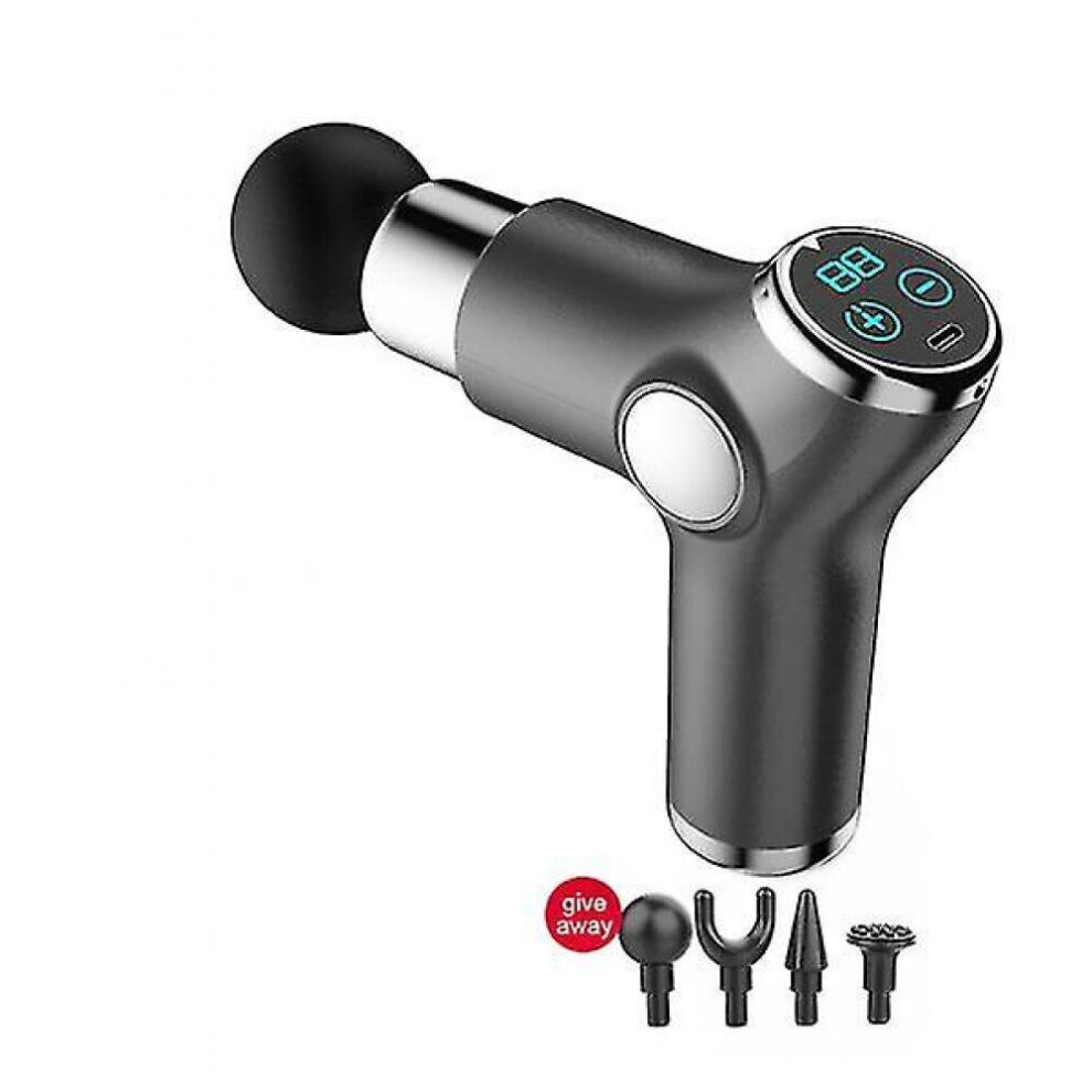 Hkhbjs Gray Mini Massage Gun Lcd Display Massager Deep Muscle Massage Vibrator Fascia Gun