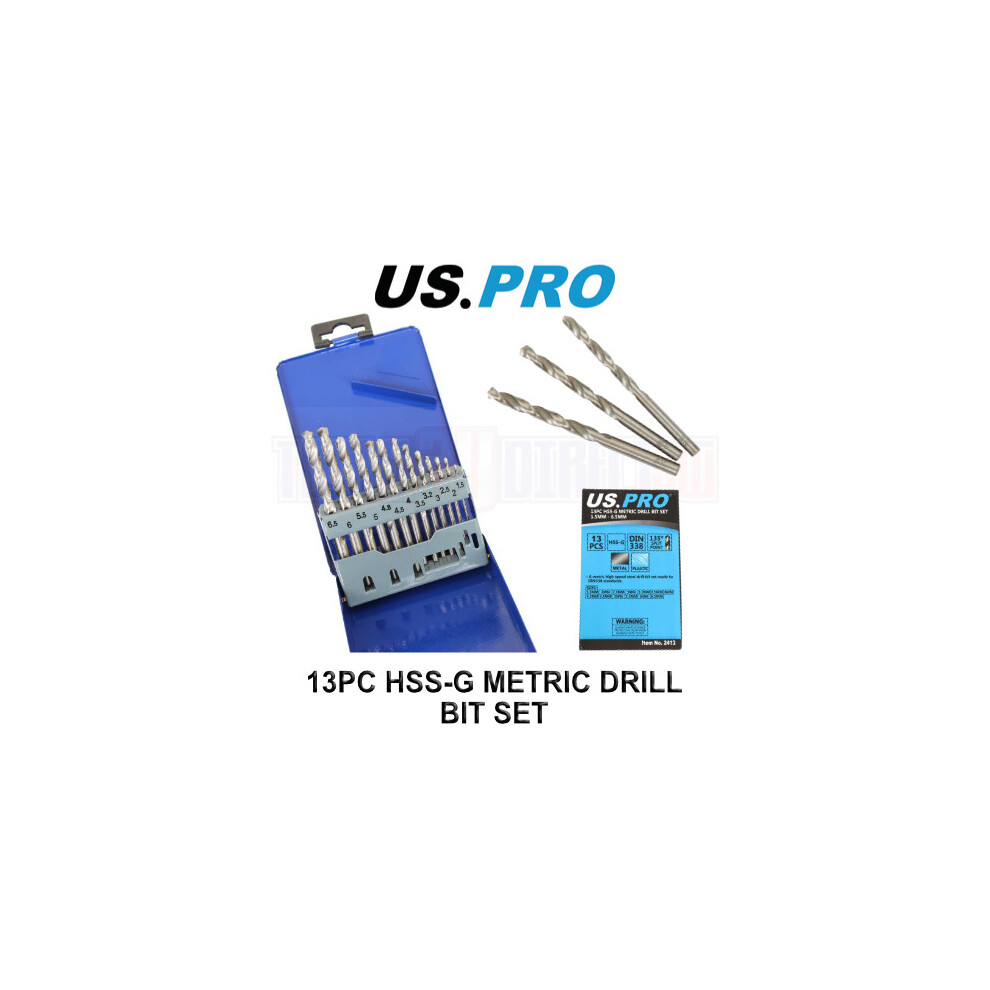 US PRO Tools 13PC HSS-G Metric HSS Drill Bit Set,1.5 -6.5mm Bits 2413