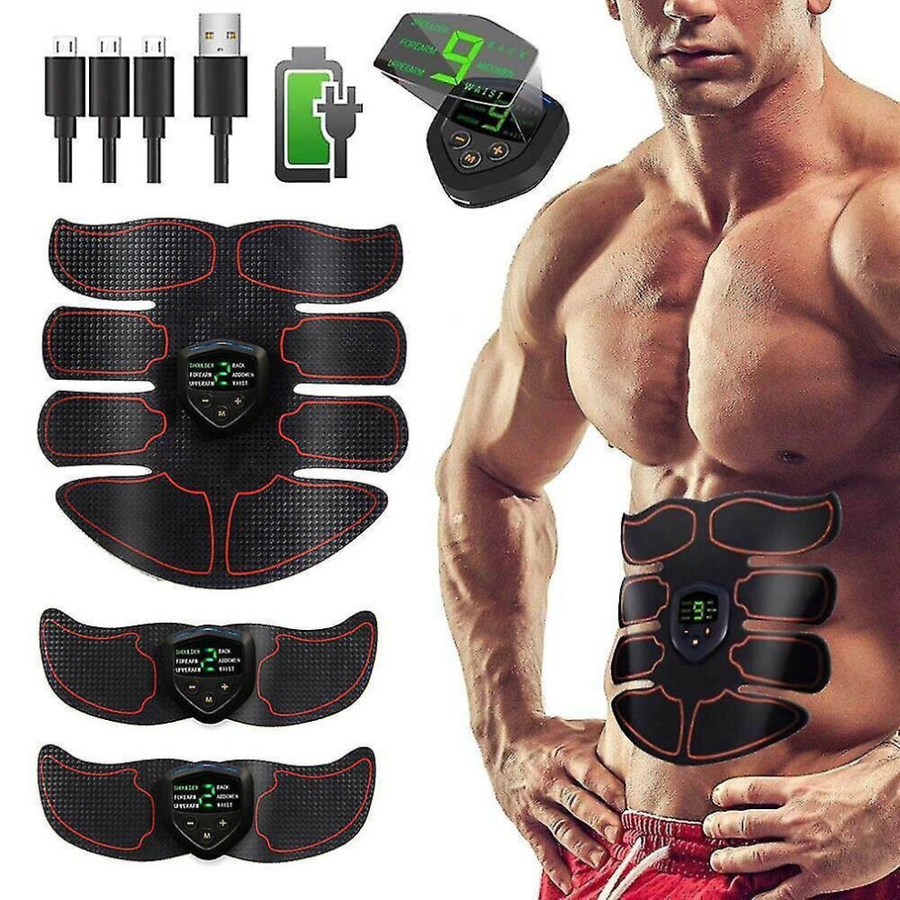 Abs Trainer Fitness Training Gear Ems Abdominal Muscle Stimulator With Lcd Display Usb Rechargeable