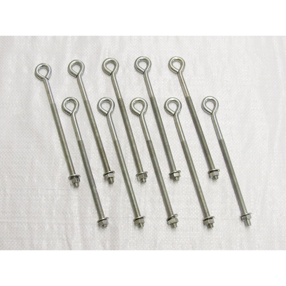 X10 M6 X 150Mm Zinc Plated Folded Straining Eyebolts Nut & Washer 600988496552