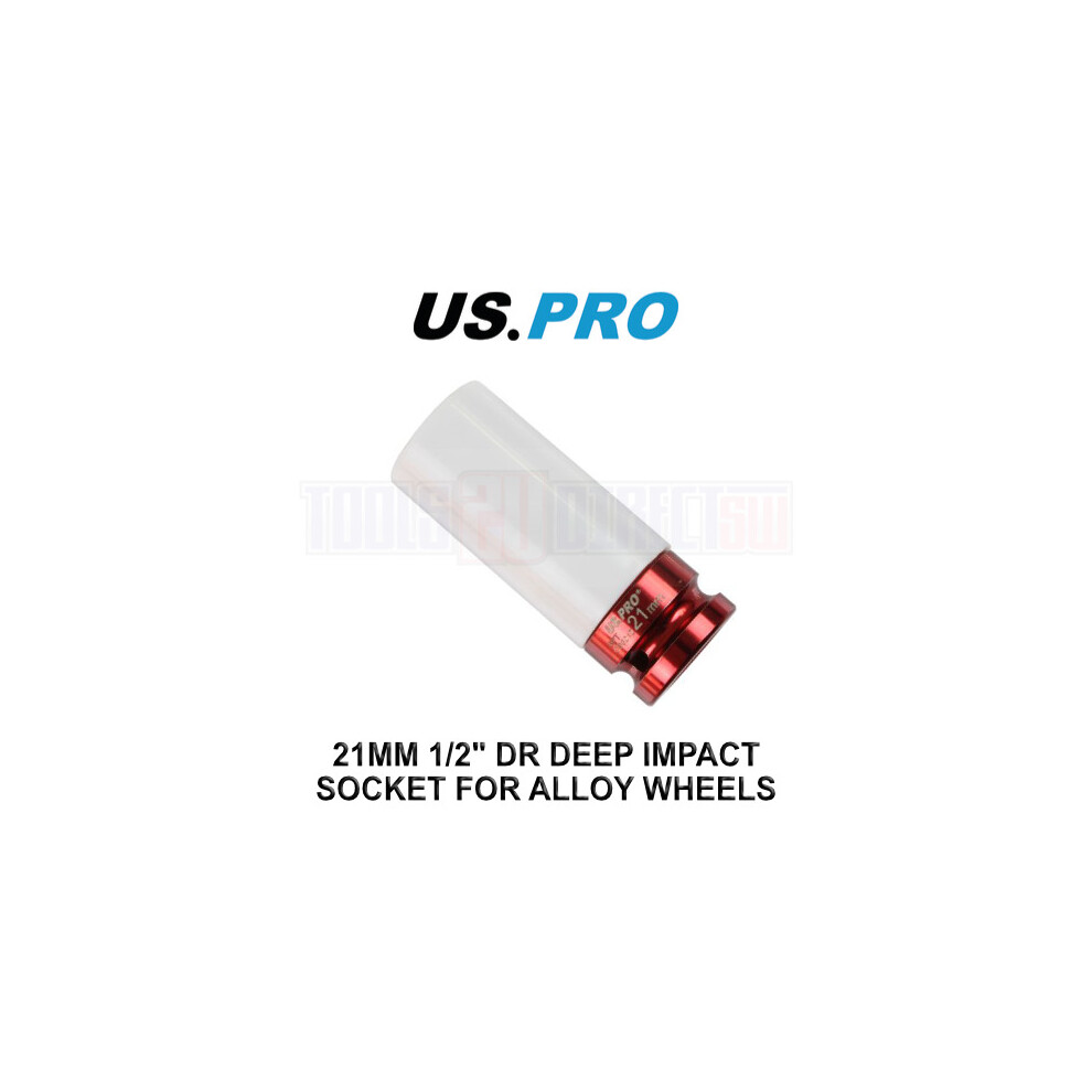 21mm ALLOY WHEEL DEEP IMPACT SOCKET by US PRO TOOLS 1/2"" Drive Thin Wall 6 Point - Image 3