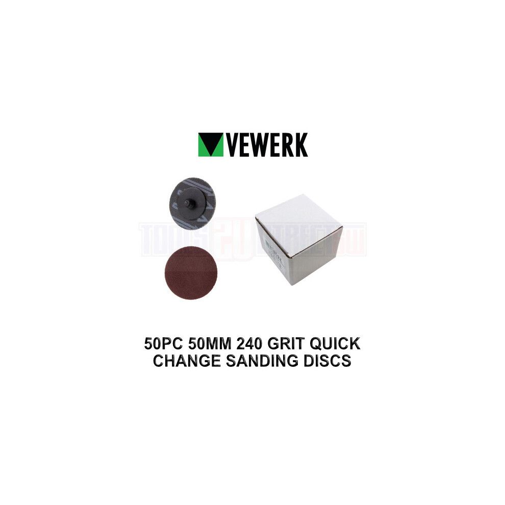 Vewerk 50 Piece 50Mm 240 Grit Quick Change Sanding Discs 9124 5060599863764