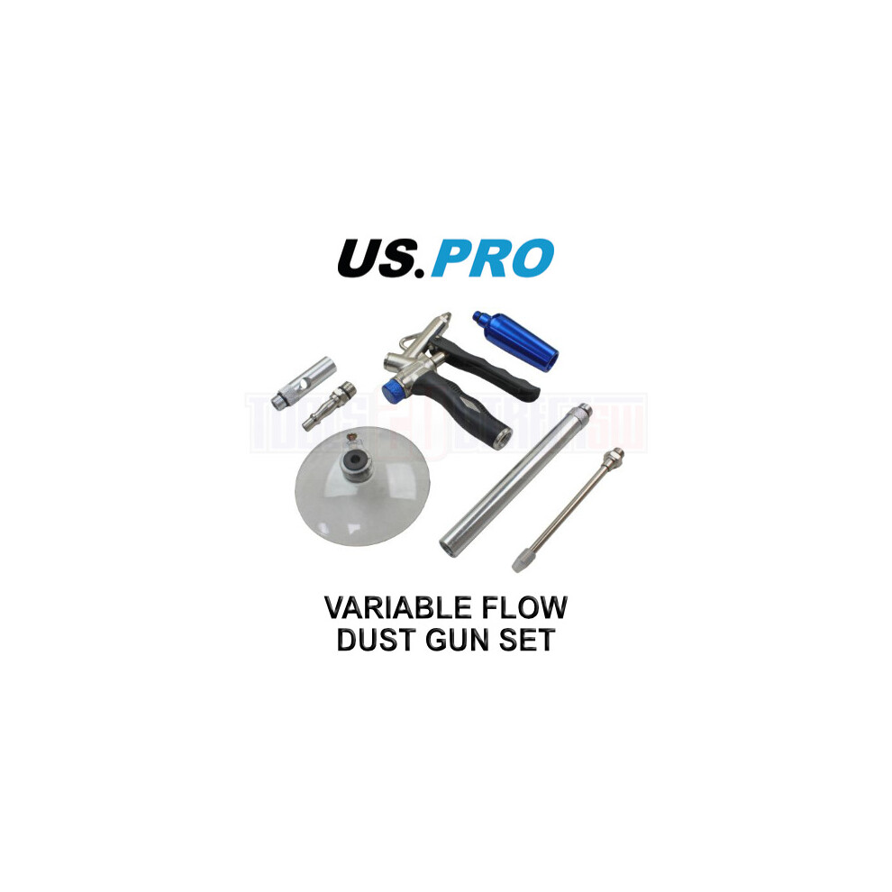 Us Pro Tools Variable Flow Blow Dust Duster Gun, High Flow Nozzle & Adaptor 8790