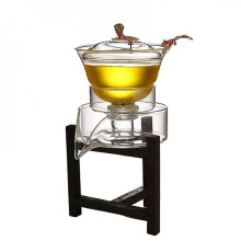 Heat Resistant Glass Tea Set Magnetic Water Diversion Rotating Cover Bowl Semi Automatic Tea Maker