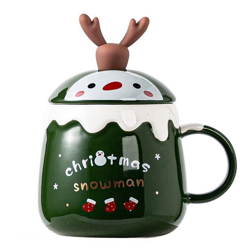 1 Set Christmas Ceramic Coffee Mug With Spoon And Lid Painted Coffee Cup