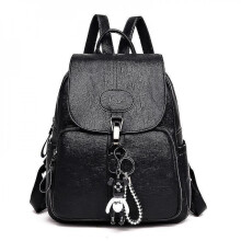 Women's Soft Leather Anti-theft Travel Backpack(black)