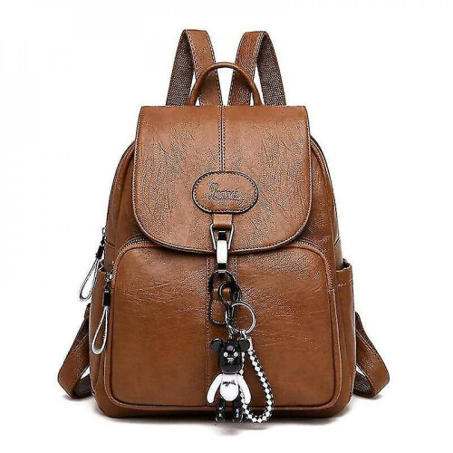 Women's Soft Leather Anti-theft Travel Backpack(black) 1