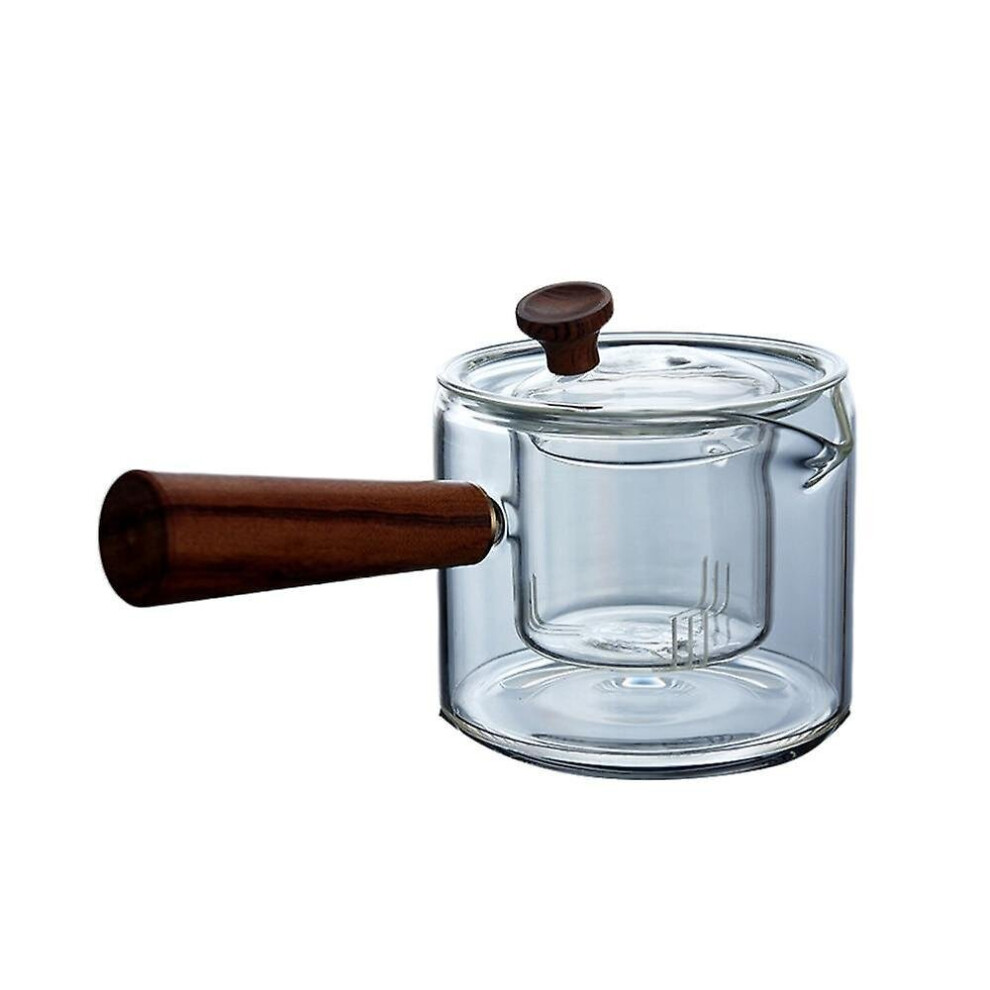 Hkhbjs Heat Resistant Glass Teapot Wooden Side Handle Kettle Transparent Teapot Tea Maker|Teapots