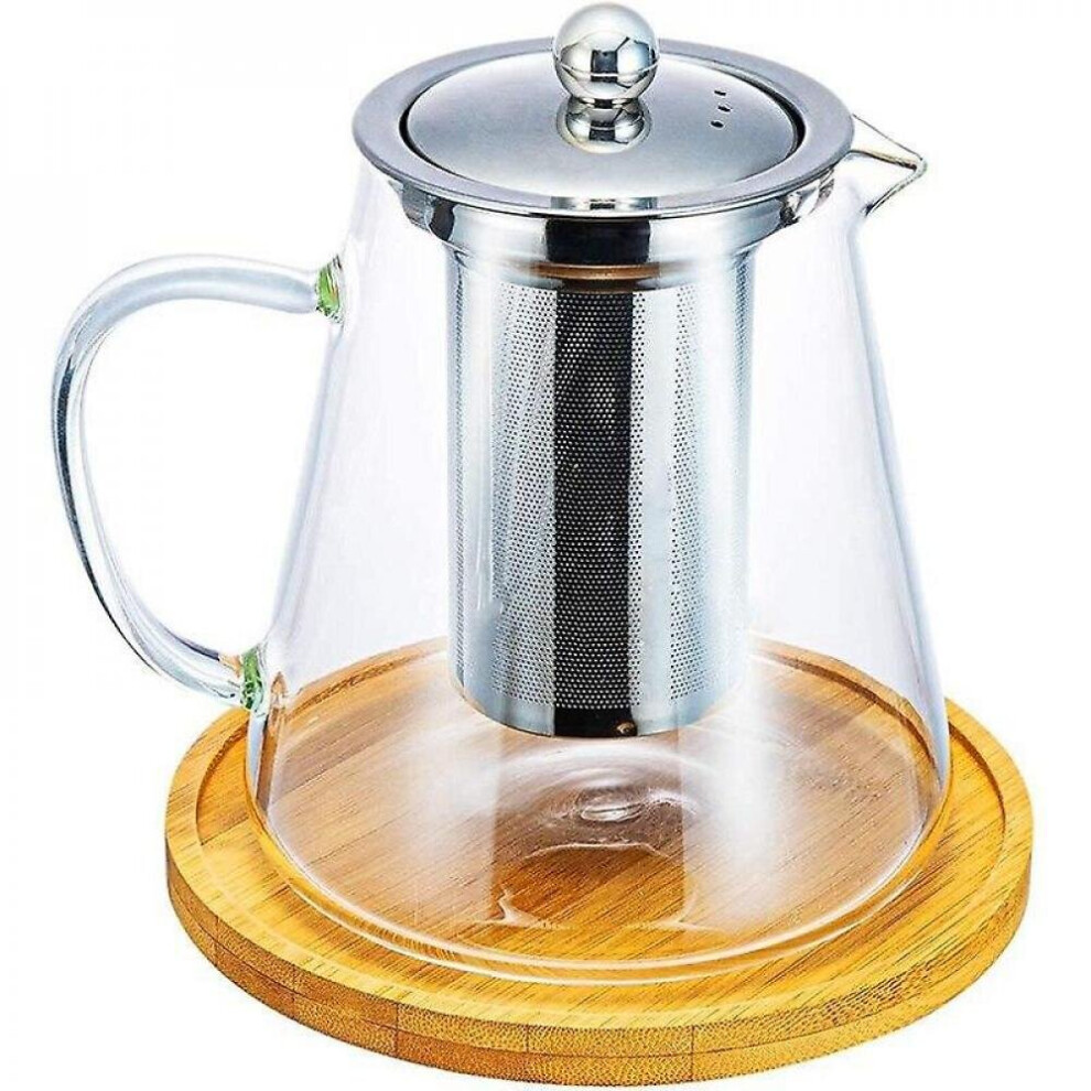 Glass Teapot With Stainless Steel Removable Infuser For Loose Leaf Tea, Bonus Tea Kettle Infuser