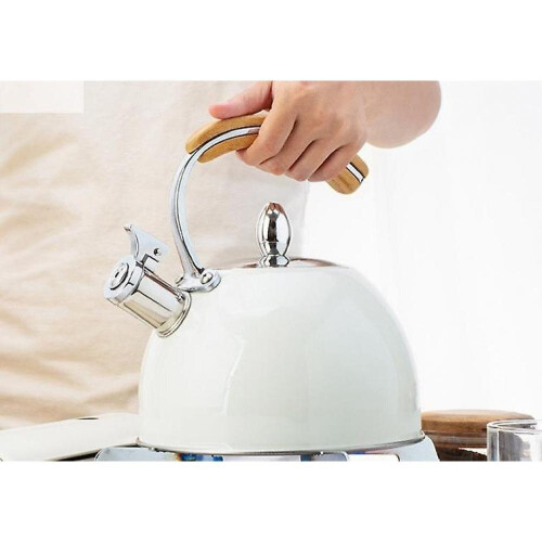 White Induction Cooker Kettle With Wooden Handle Kettle 1
