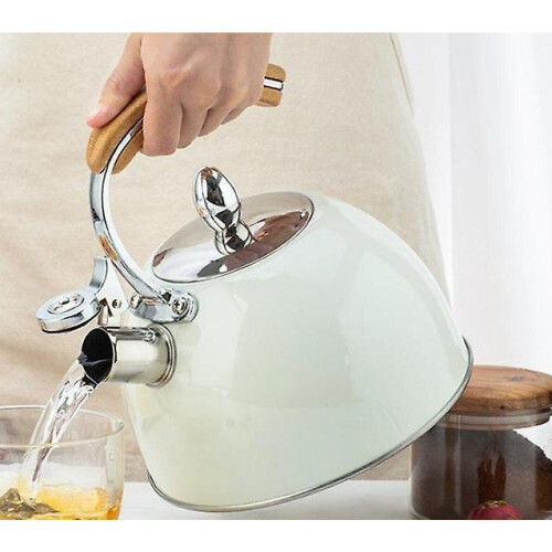 White Induction Cooker Kettle With Wooden Handle Kettle 2
