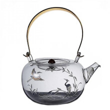900ml Glass Kettle Electric Heating Brew Tea Pot Gold Silver Burnt Full Glass Jug