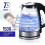 Electric Water Kettle Glass Double Wall Temperature Control Cordless With Blue Led Light 3