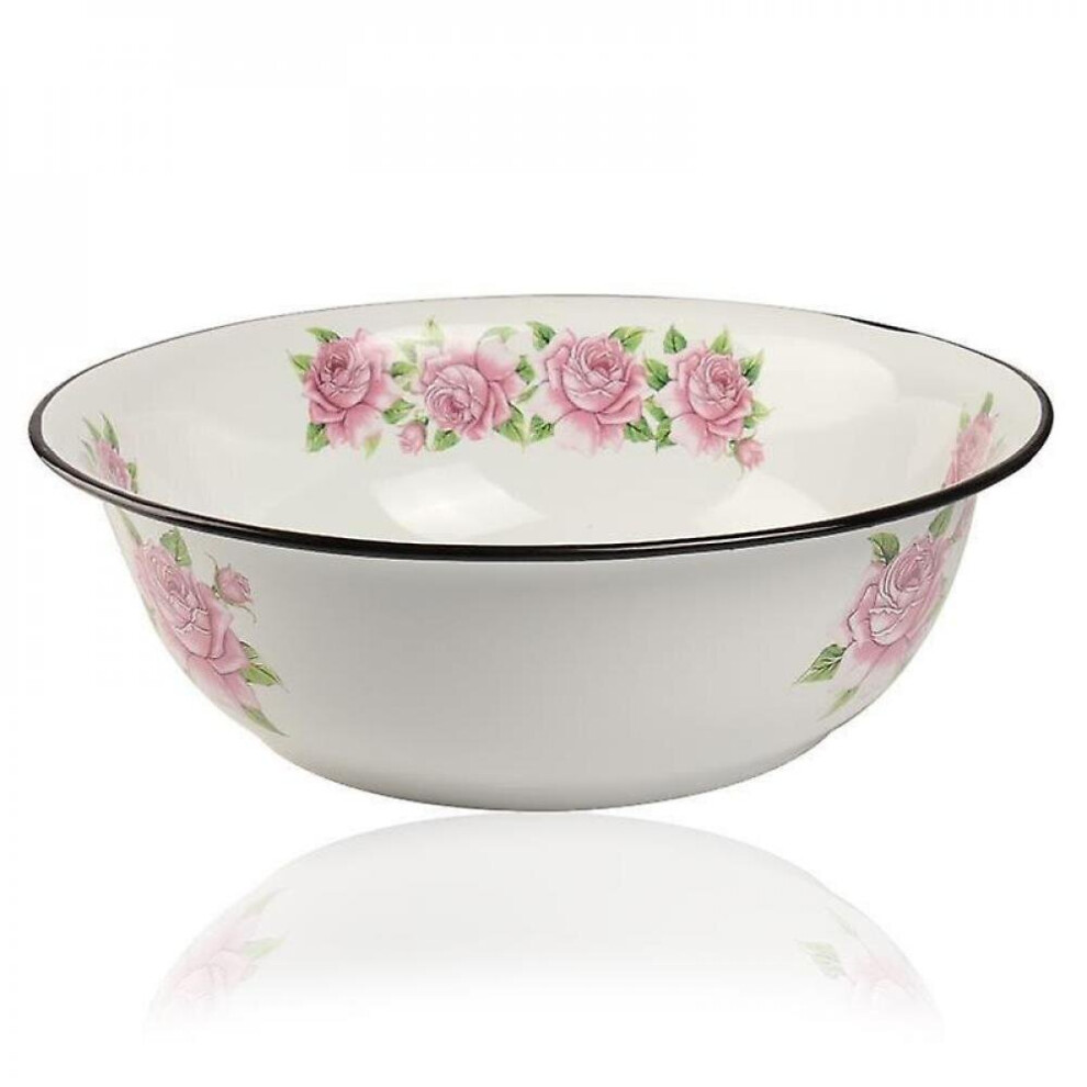 Antique Enamel Bowl Printing Basin Retro High Capacity Home Restaurant Kitchen Pot|storage Trays-image-OPC-P9YQ2Y6-NEW