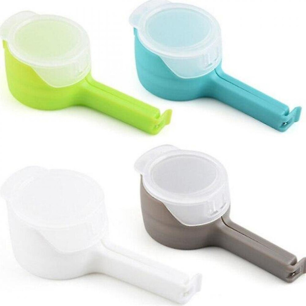 4 Pcs Plastic Bag Sealer Seal Pour Food Storage Bag Clip Food Sealing Clip Effect Tools