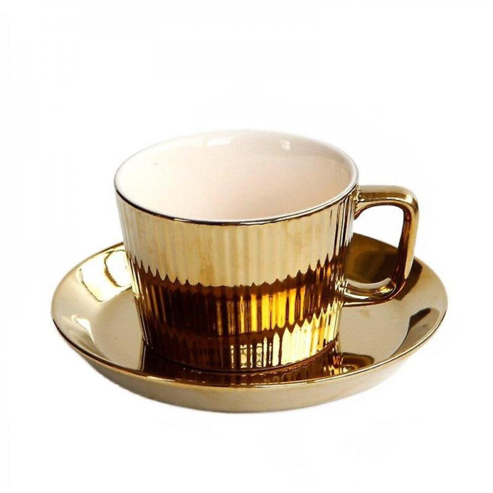 European-style Electroplating Golden Ceramic Coffee Cup With Saucer