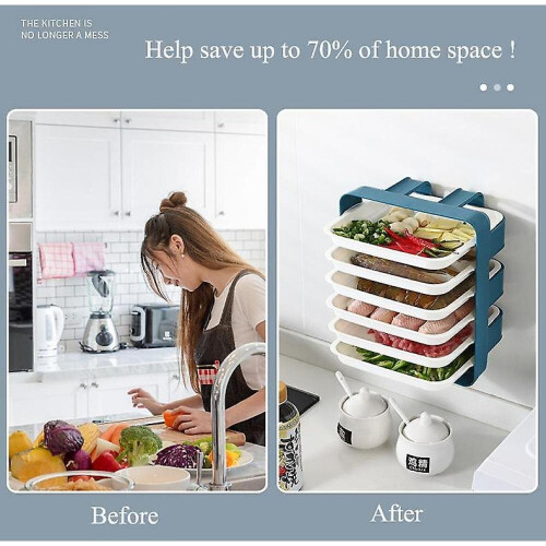 6 Layers Wall Mounted Dish Organizer Rack Kitchen Fruit Vegetable Holders Racks 2