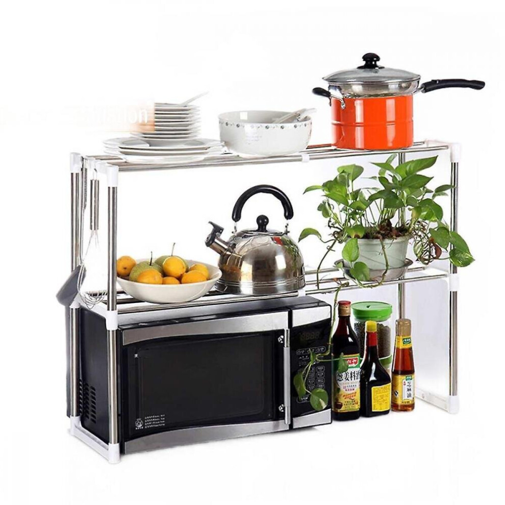 Stainless Steel Adjustable Multifunctional Microwave Oven Shelf Rack Standing Type Holders Racks-image-OPC-P9YQ6H2-NEW