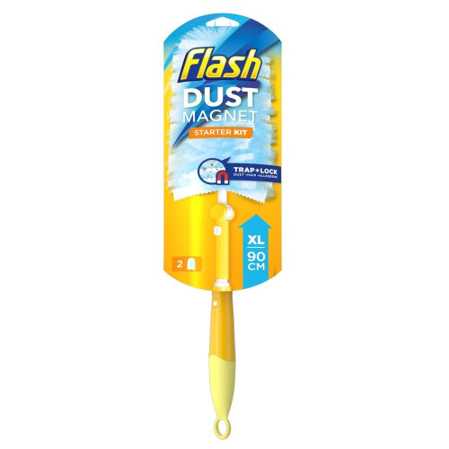 Flash Flash Dust Magnet XL (Handle Extendable to 90cm), Duster Starter Kit Handle & Refills x 2